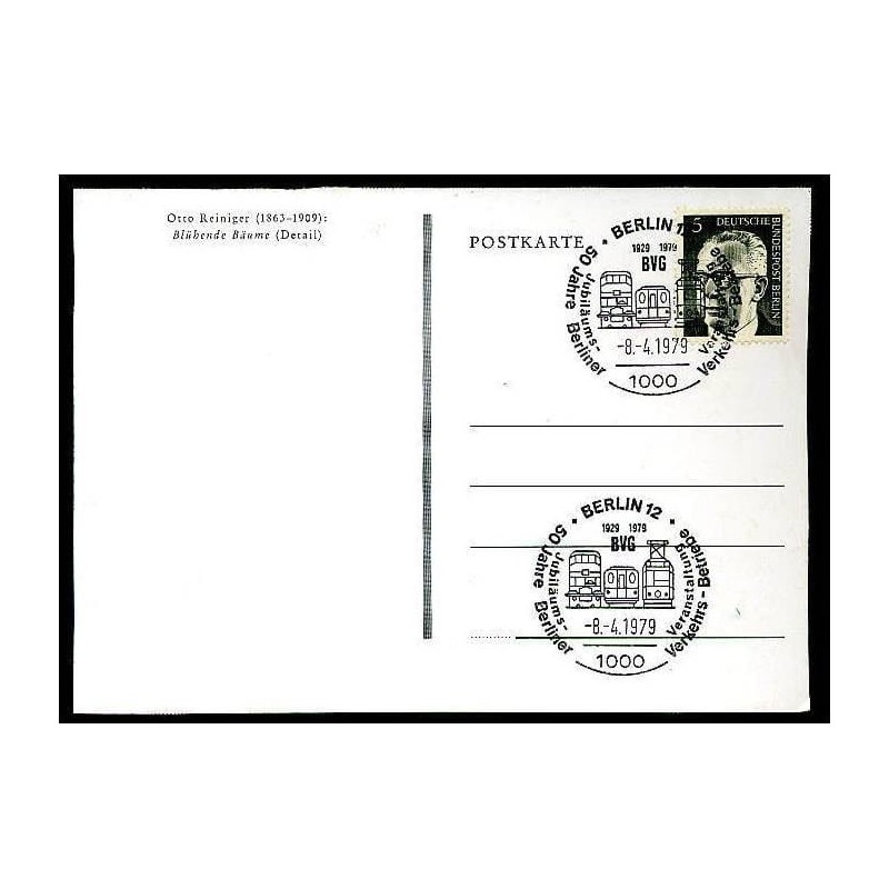 Niemcy 1979, Komunikacja miejska, tramwaj, autobus, pociąg. Datownik Berlin