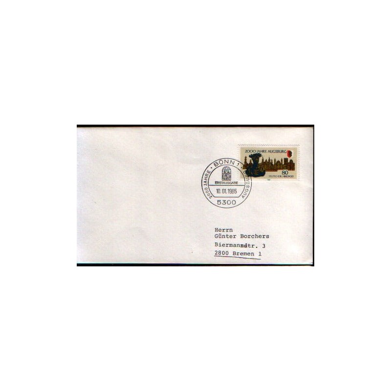 Niemcy 1985, Augsburg, starożytność, cesarz August. FDC