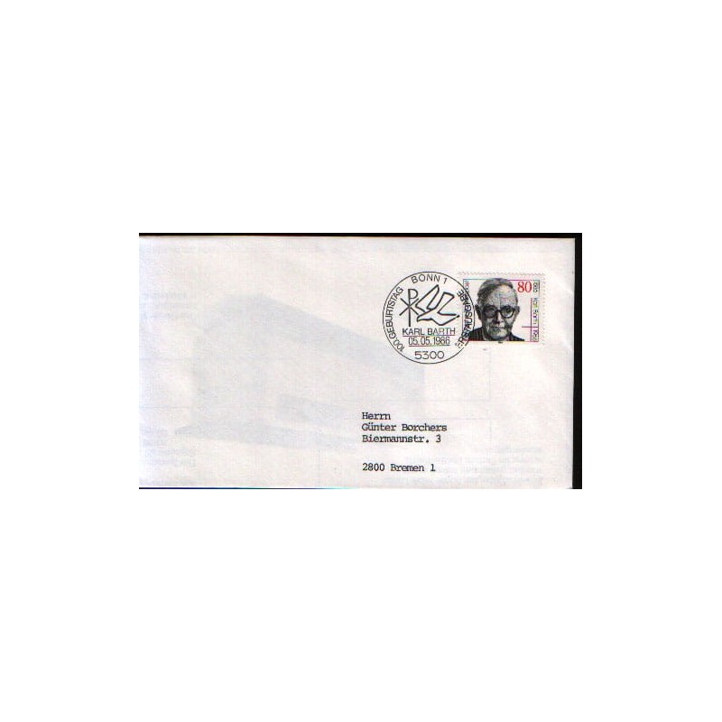 Niemcy 1986, Karl Barth, reformacja, protestantyzm. FDC