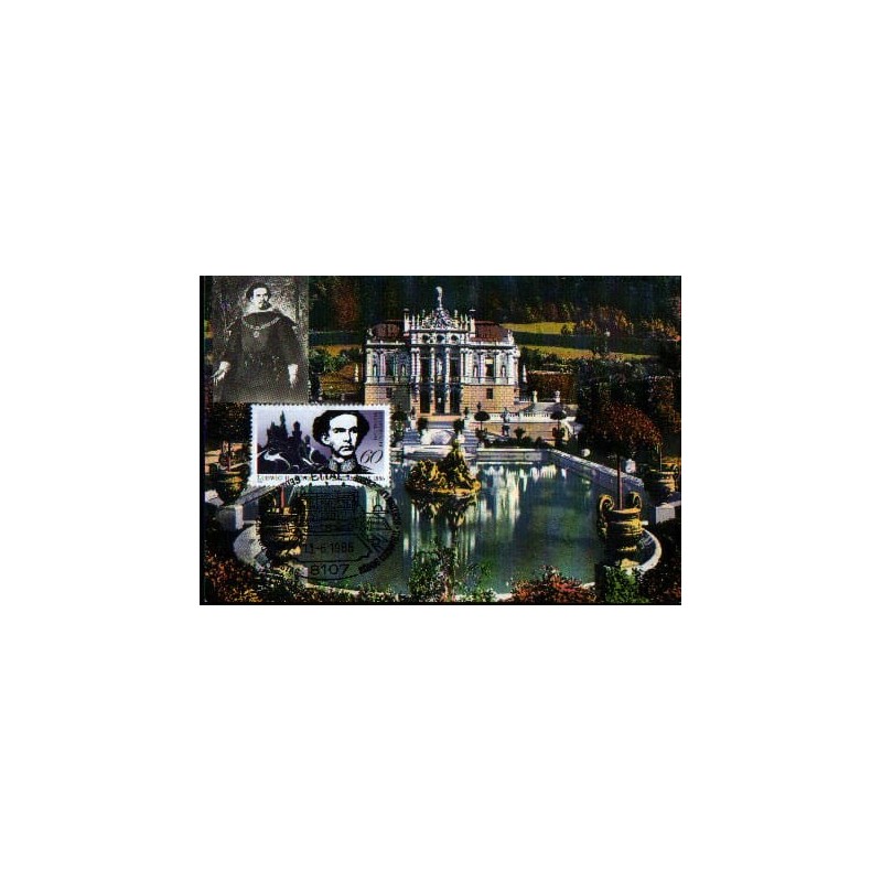 Niemcy 1986, Król Bawarii Ludwik II, pałac. Karta maksimum