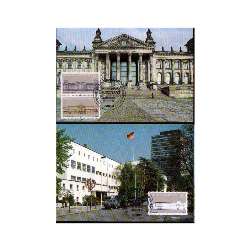 Niemcy 1986, Parlament w Berlinie i Bonn, muzeum Koenig. Karta maksimum