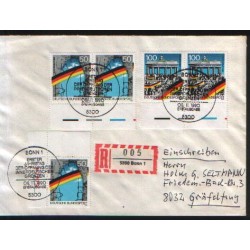 Niemcy 1990, Zjednoczenie Niemiec, otwarcie granic. FDC Bonn, polecony