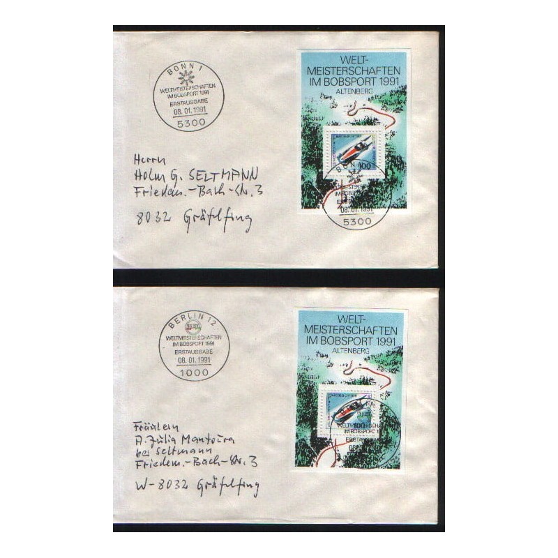 Niemcy 1991, Bobsleje, MŚ. FDC Berlin i Bonn