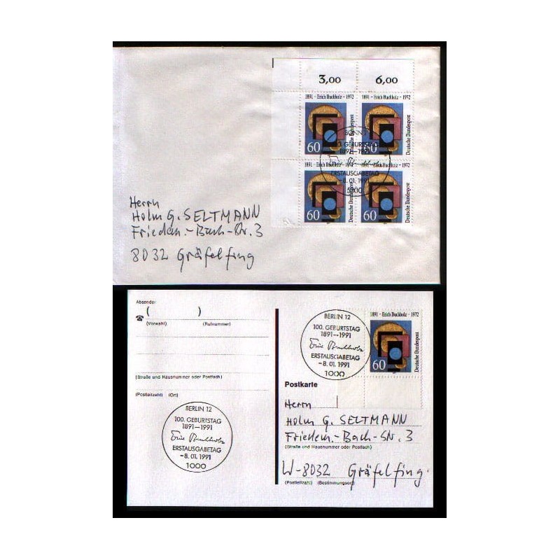 Niemcy 1991, E. Buchholz, malarstwo, Bydgoszcz. FDC Berlin i Bonn