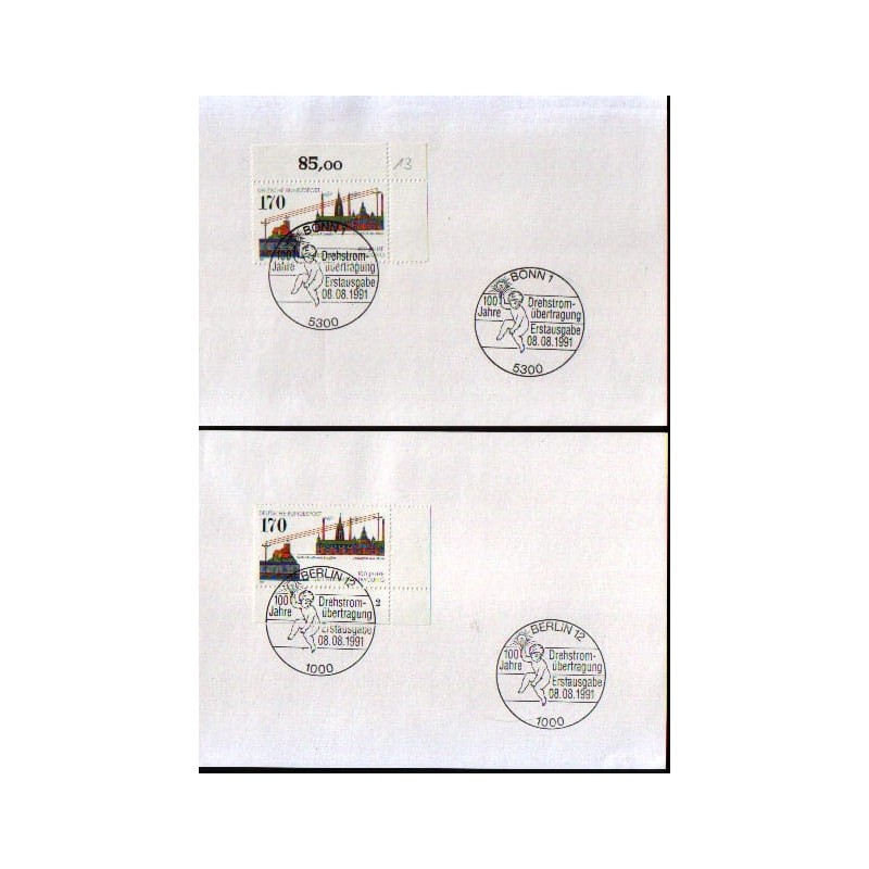 Niemcy 1991, Elektryczność, prąd. FDC Berlin i Bonn