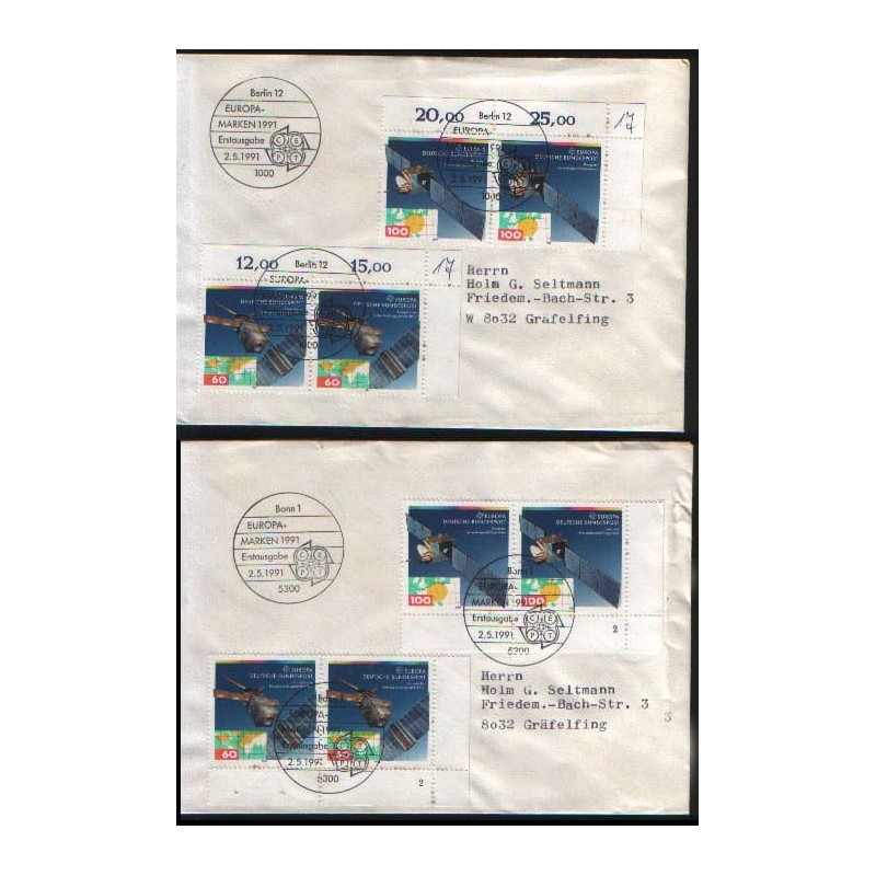 Niemcy 1991, EUROPA CEPT: kosmos, sonda Kopernik. 2 FDC Berlin i Bonn