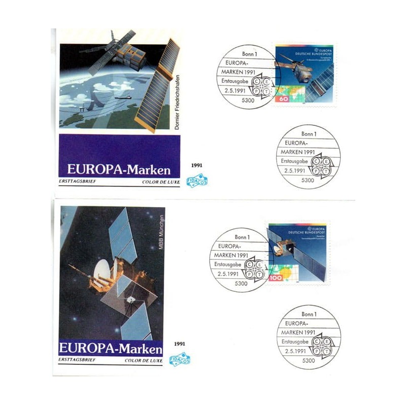 Niemcy 1991, EUROPA CEPT: kosmos, sonda Kopernik. 2 FDC Bonn