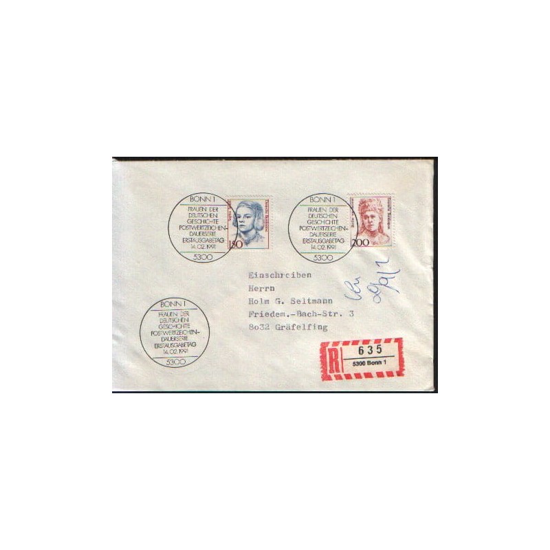 Niemcy 1991, Kobiety: literatura, Nobel, polityka. FDC Bonn polecone