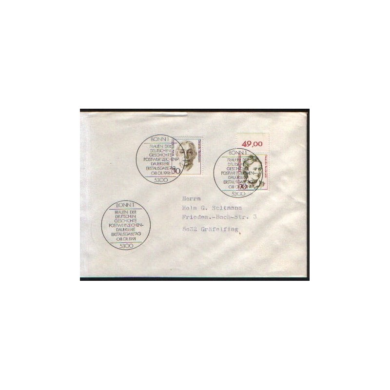 Niemcy 1991, Kobiety: sztuka, malarstwo. FDC  Bonn