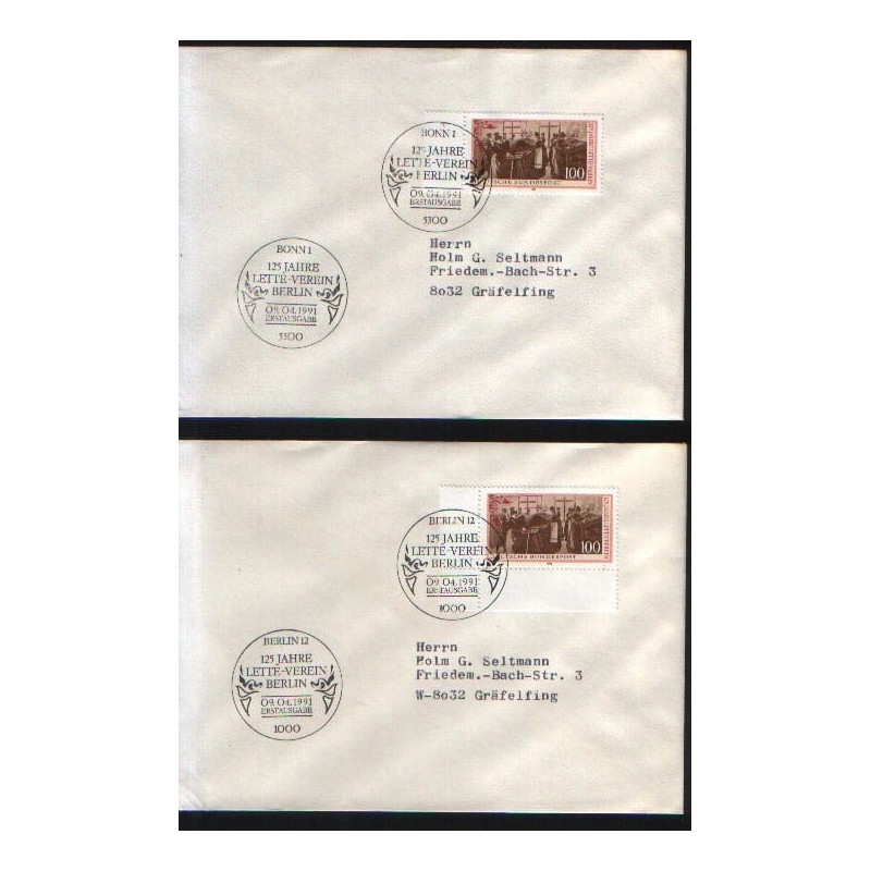 Niemcy 1991, Lette Verein, kobiety, szkoła, sztuka. FDC Berlin i Bonn