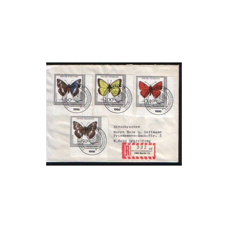 Niemcy 1991, Owady: motyle. FDC Bonn, polecony