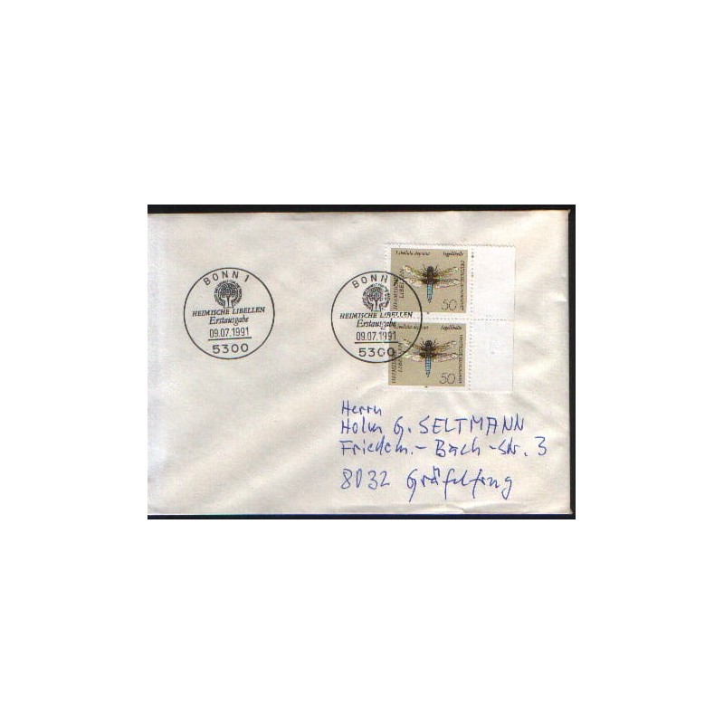 Niemcy 1991, Owady: ważki. FDC Bonn