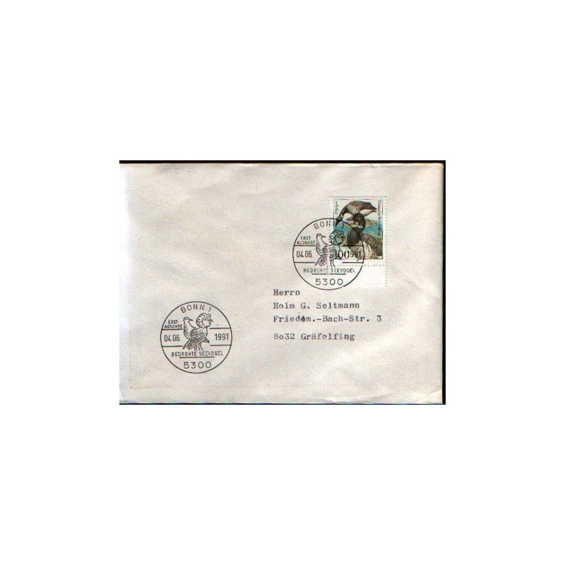 Niemcy 1991, Ptaki. FDC Bonn