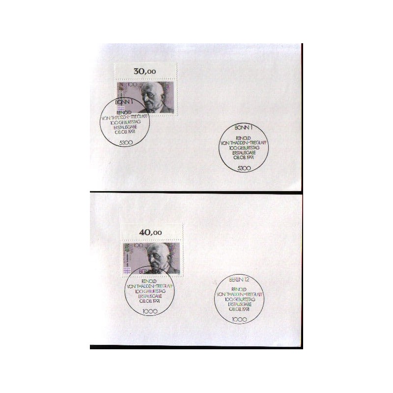 Niemcy 1991, R. Von Thadden, polityka. FDC Berlin i Bonn