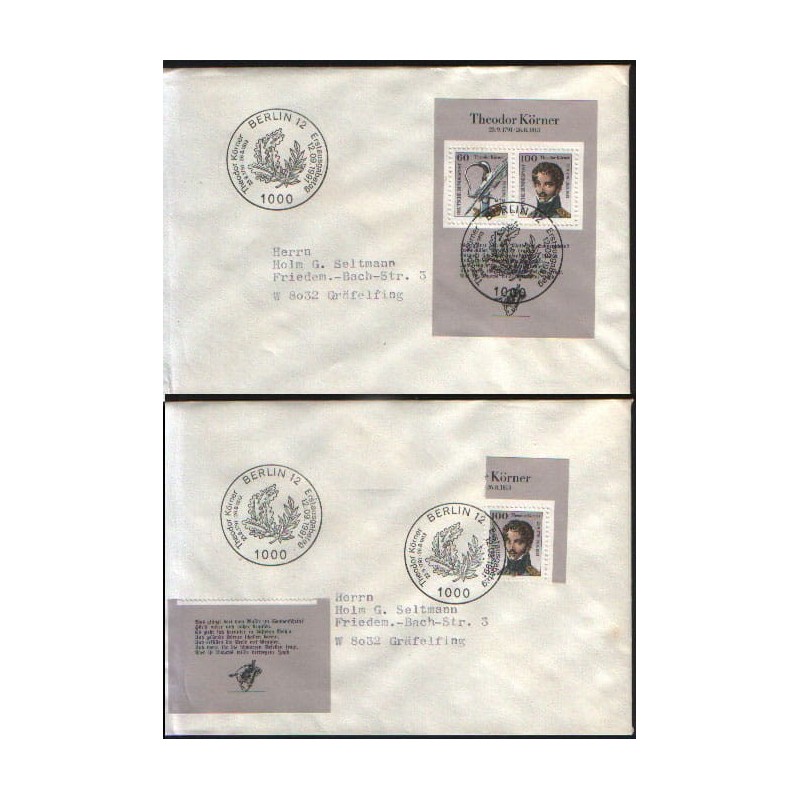 Niemcy 1991, T. Korner, poeta. FDC Berlin i Bonn