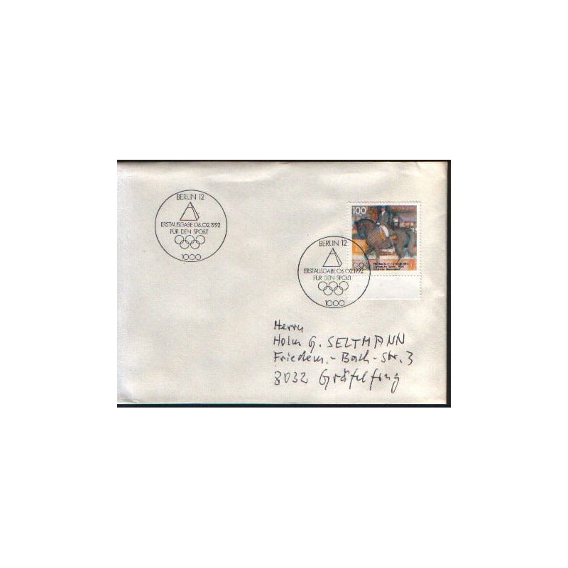 Niemcy 1992, Igrzyska olimpijskie Barcelona: jeździectwo, koń. FDC Berlin