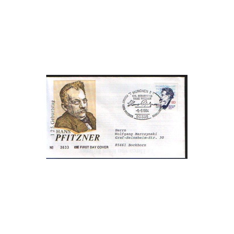 Niemcy 1994, Muzyka H. Pfitzner, kompozytor. FDC