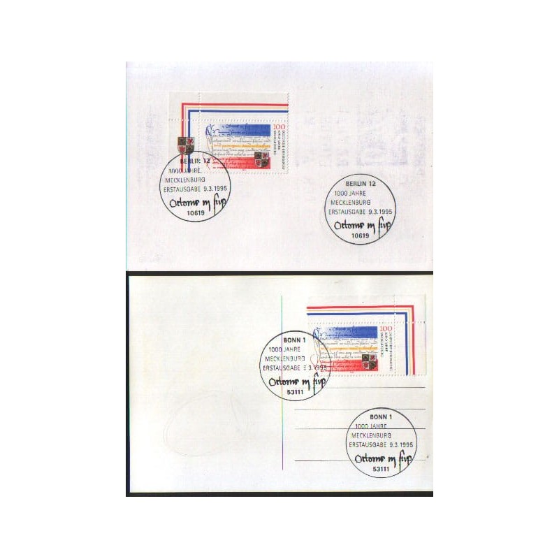 Niemcy 1995, Meklemburgia, 1000 lat. FDC Berlin i Bonn