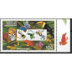 Niemcy 1996, Fauna tropikalna, tygrys, ptaki, motyle, żaba. Margines **