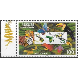 Niemcy 1996, Fauna tropikalna, tygrys, ptaki, motyle, żaba. Margines **