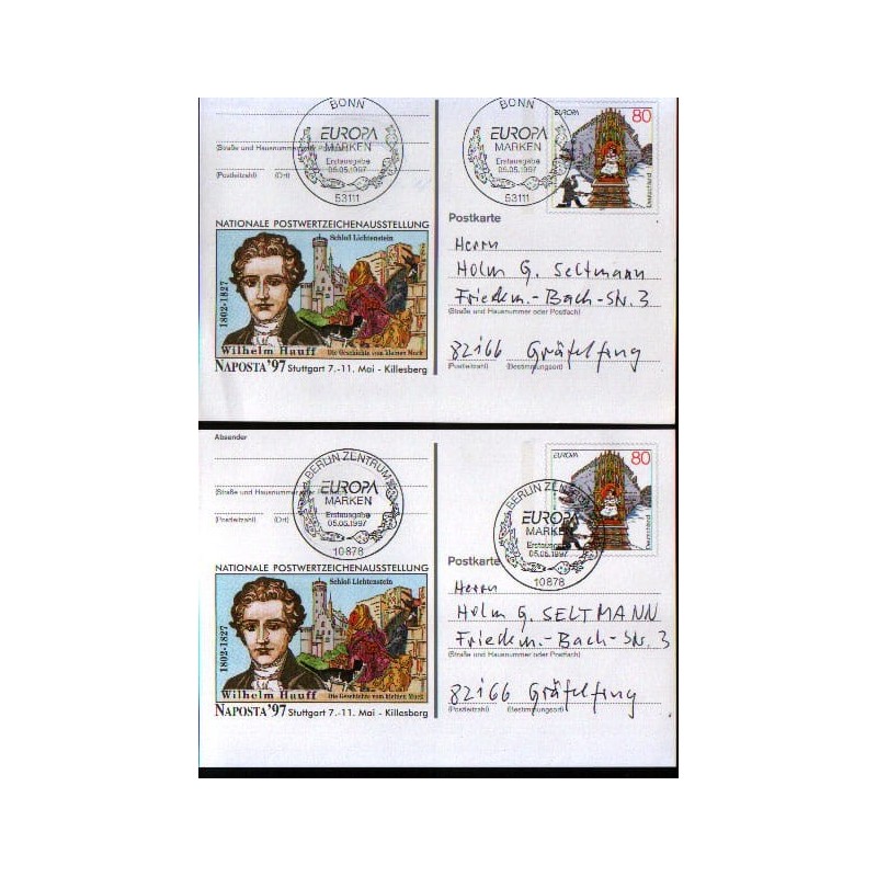 Niemcy 1997, EUROPA CEPT: bajki. Cp z dat. FDC Berlin i Bonn