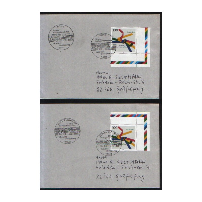Niemcy 1997, Miasta partnerskie w Europie. FDC Berlin i Bonn