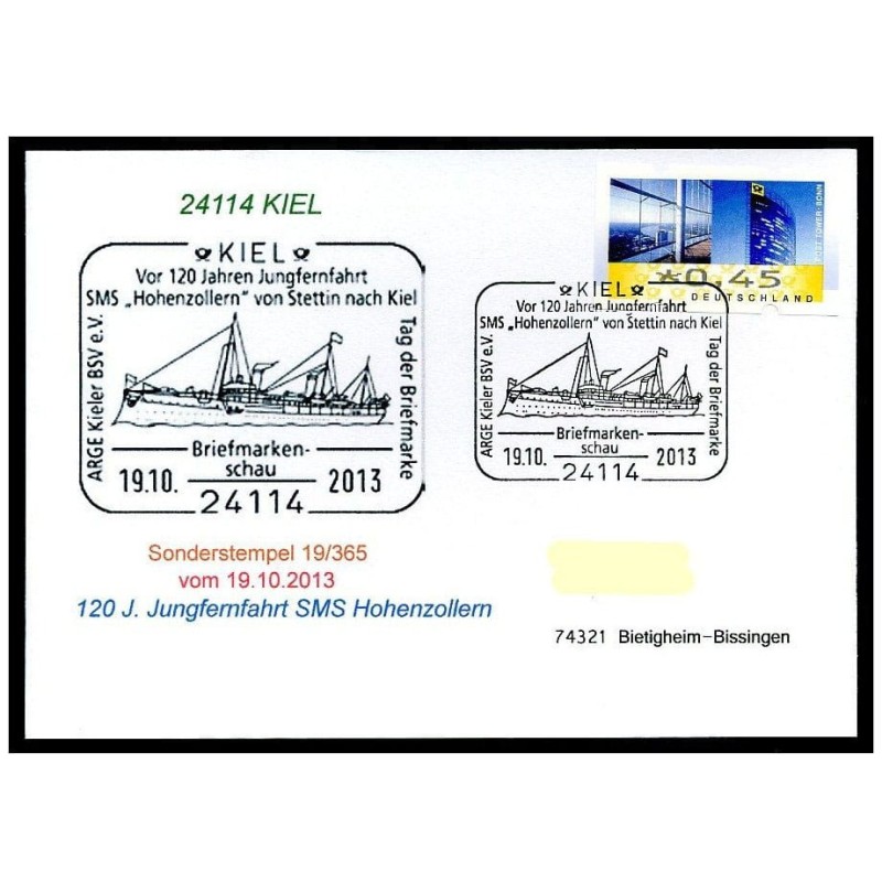 Niemcy 2013, Rejs SMS Hohenzollern Szczecin-Kilonia, 120 lat. Kilonia