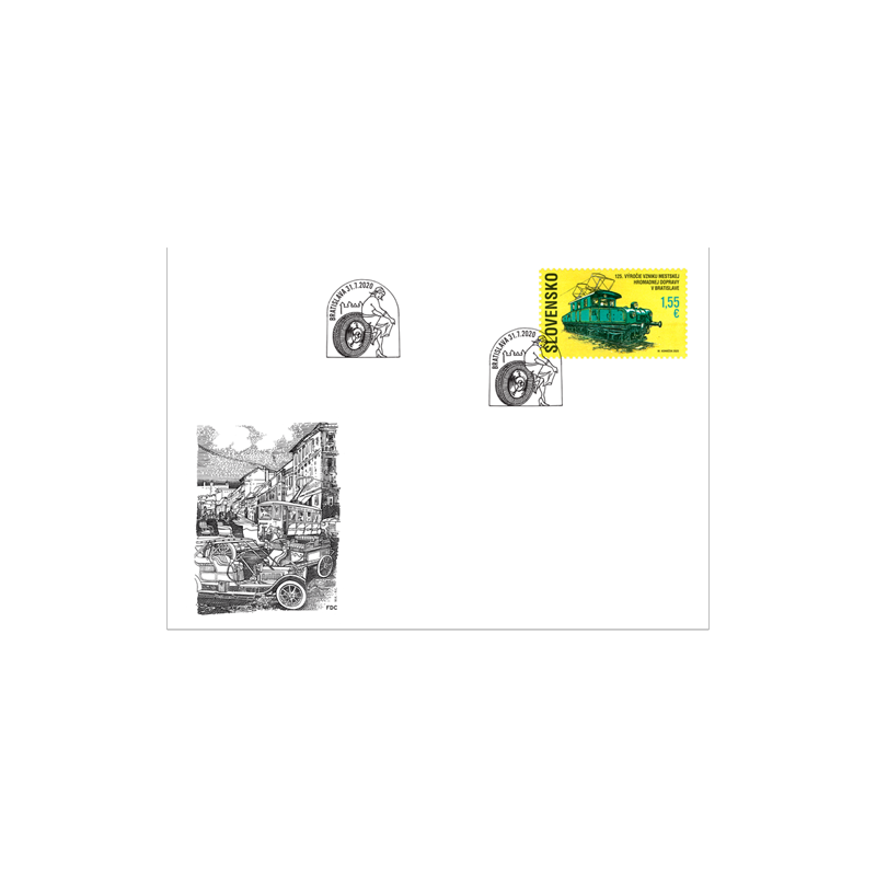 Słowacja 2020, Tramwaj, 125 lat komunikacji miejskiej w Bratysławie. FDC