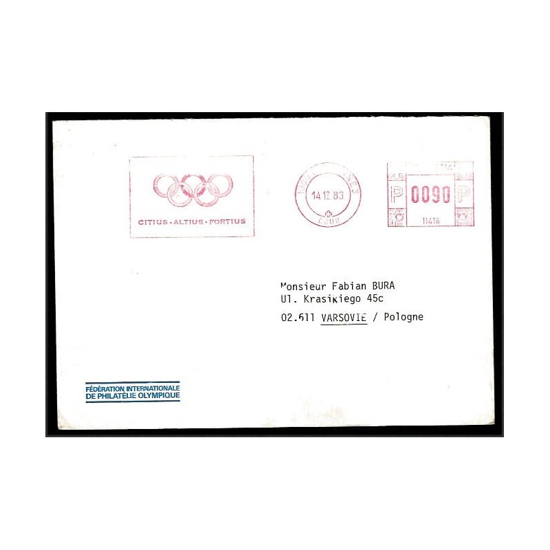 Szwajcaria 1983, Olimpiada, hasło olimpijskie. Frankatura Lozanna