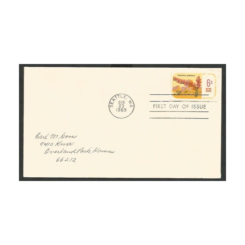 USA 1969, Flora: kwiat Fouquieria splendens. FDC