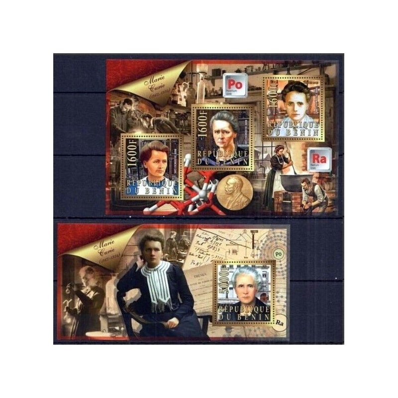 Benin 2015, M. Curie, chemia, Nobel. 2 bloki **