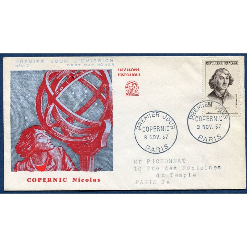 Francja 1957, Astronomia Mikołaj Kopernik. FDC
