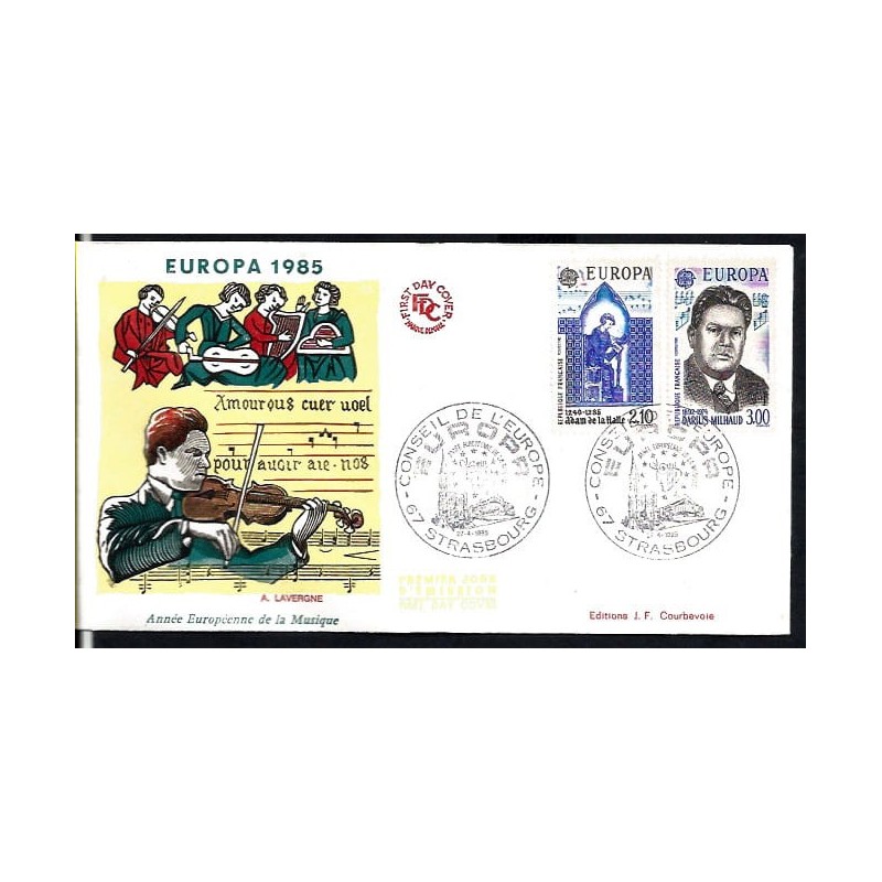 Francja 1985, EUROPA CEPT, muzyka, proj. J. RAJEWICZ. FDC