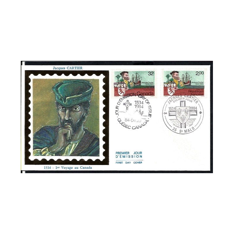 Francja Kanada 1984, J. Cartier, odkrycia, statek. Z Kanadą. FDC