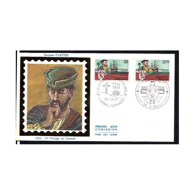 Francja Kanada 1984, J. Cartier, odkrycia, statek. Z Kanadą. FDC