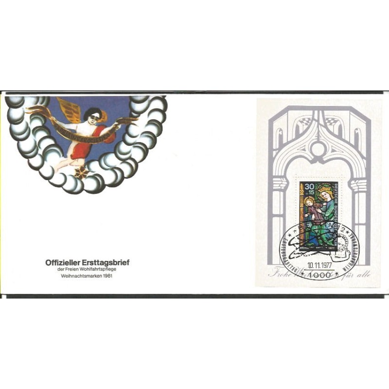 Niemcy 1977, Boże Narodzenie. Blok. FDC