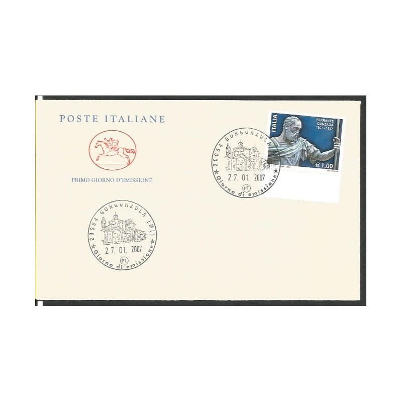 Włochy 2007, F. Gonzaga, wojsko, papiestwo. FDC