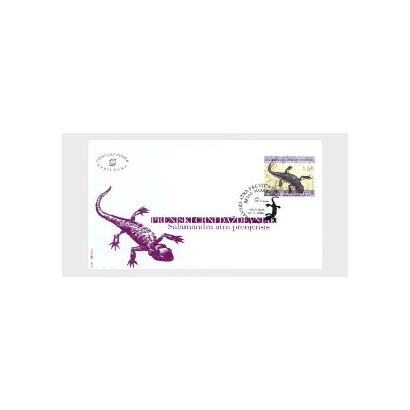 Bośnia 2004, Fauna: salamandra czarna. FDC