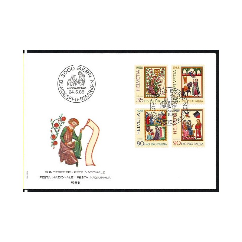 Szwajcaria 1988, Miniatury, książka. FDC