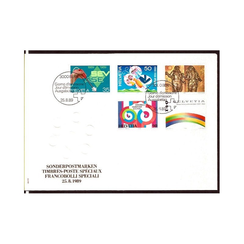 Szwajcaria 1989, Elektryczność, archeologia, radio. FDC