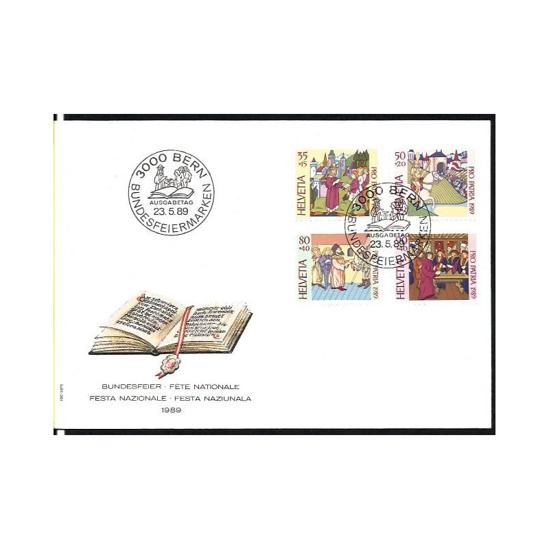 Szwajcaria 1989, Kronika, książka, ilustracje. FDC