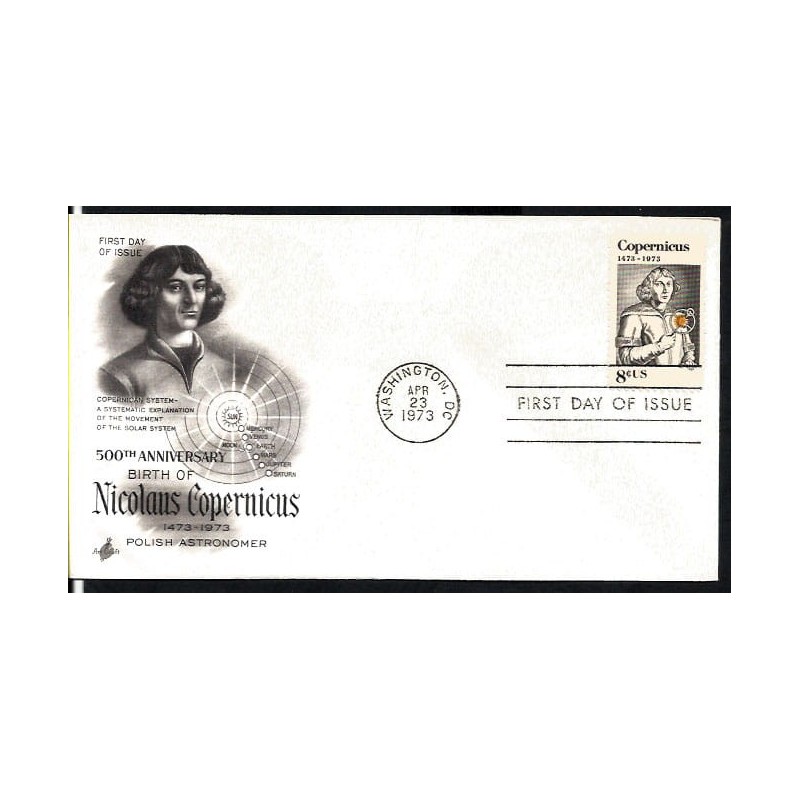 USA 1973, Mikołaj Kopernik, astronomia. FDC