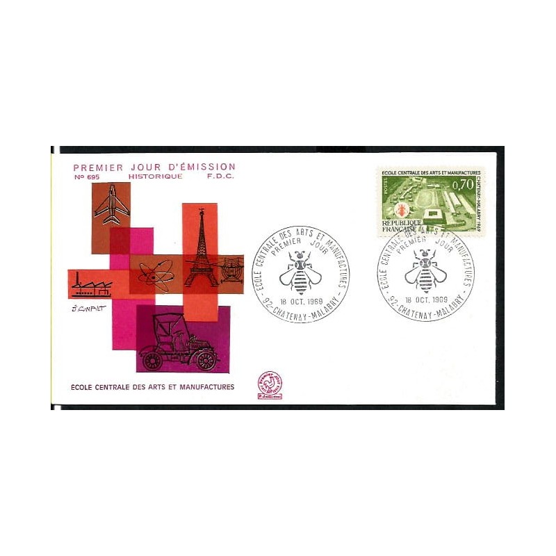 Francja 1969, Owady: pszczoła, pszczelarstwo. FDC