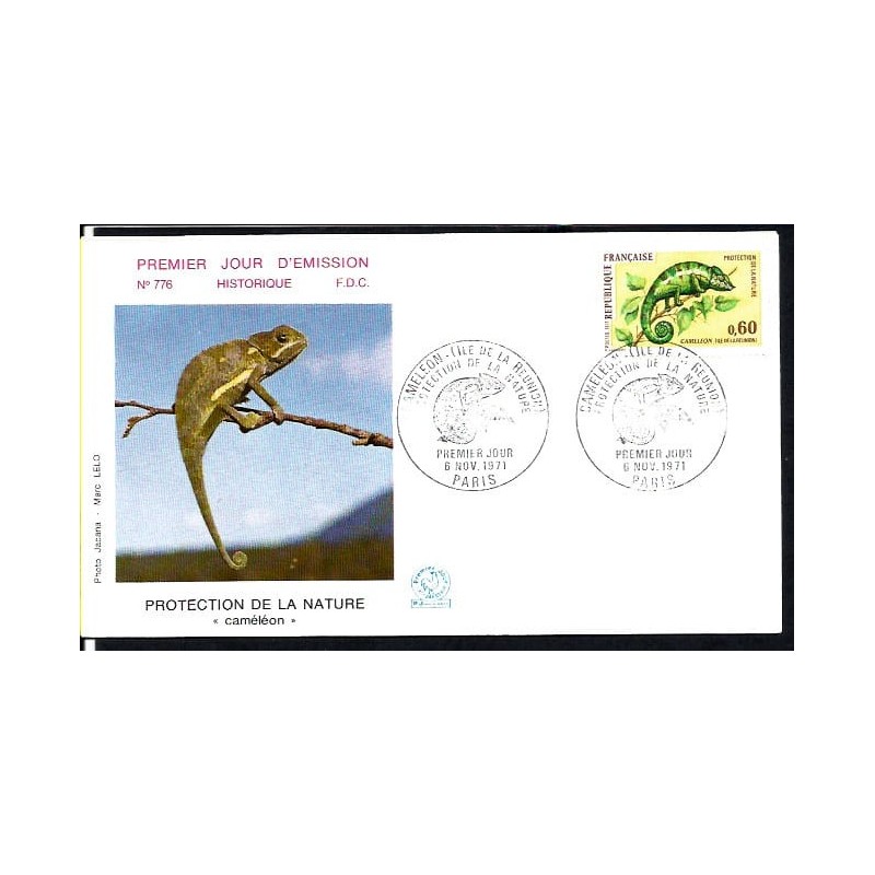 Francja 1971, Gady: kameleon. FDC