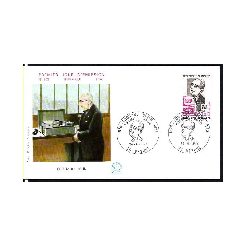 Francja 1972, E. Belin, fotografia, fizyka. FDC
