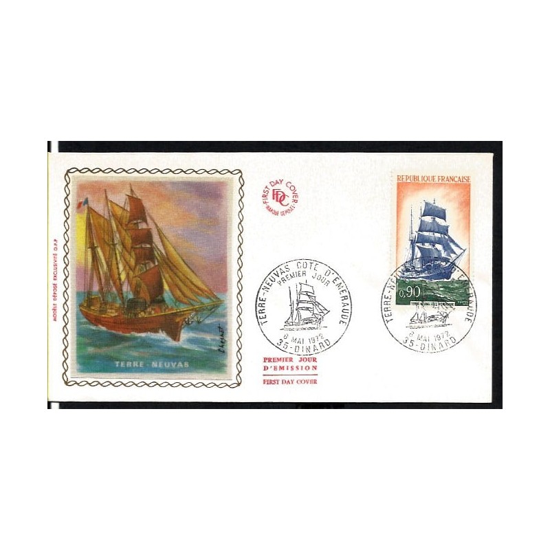 Francja 1972, Okręt, żaglowiec Cote d'Emeraude. FDC
