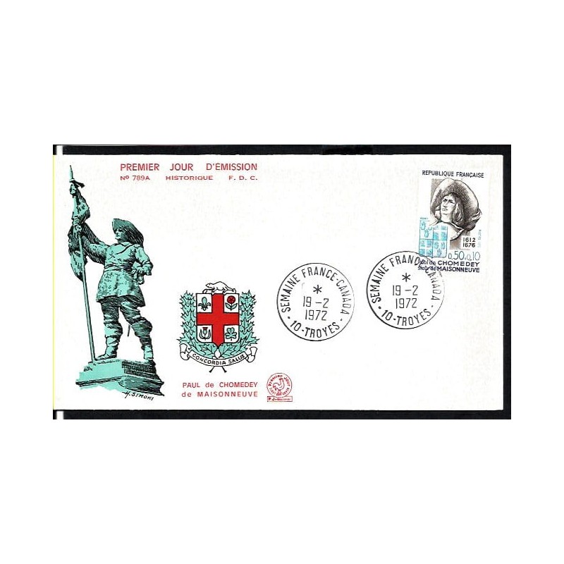 Francja 1972, P. Chomedey, odkrycia, geografia, Kanada. FDC