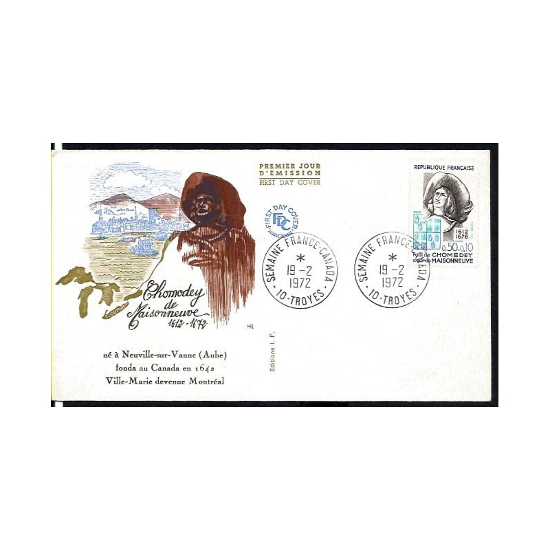 Francja 1972, P. Chomedey, odkrycia, geografia, Kanada. FDC