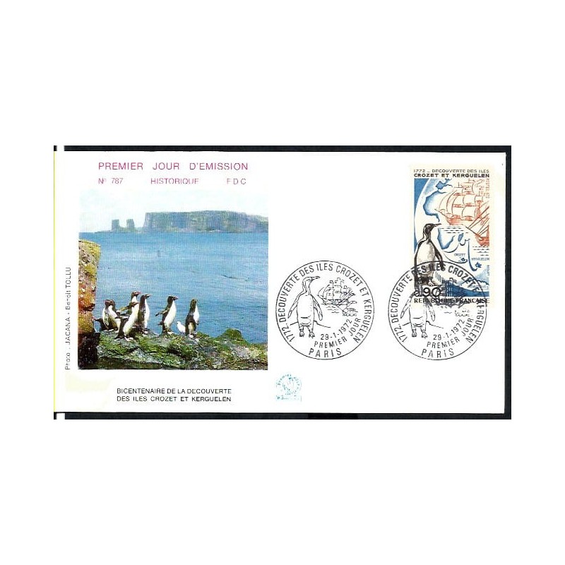 Francja 1972, Polarnictwo pingwiny, W-y Kerguelena. FDC
