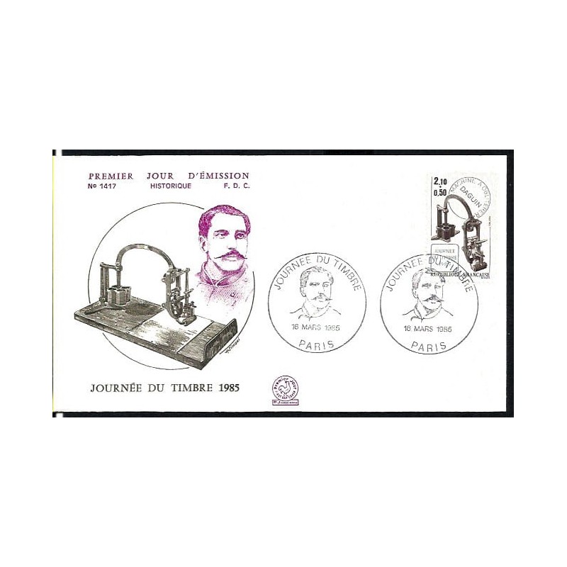 Francja 1985, Dzień znaczka, stemplownica. FDC